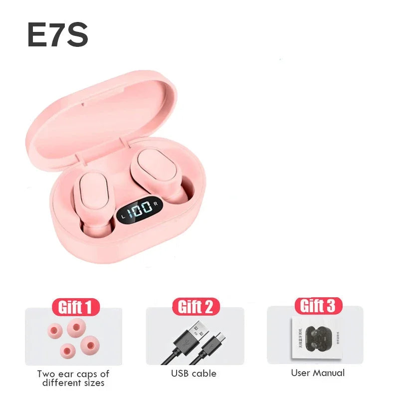 Нові бездротові навушники E7S TWS 5.2 з LED-дисплеєм, HiFi Bluetooth, водонепроникні спортивні бездротові навушники з мікрофоном, вкладиші для Xiaomi