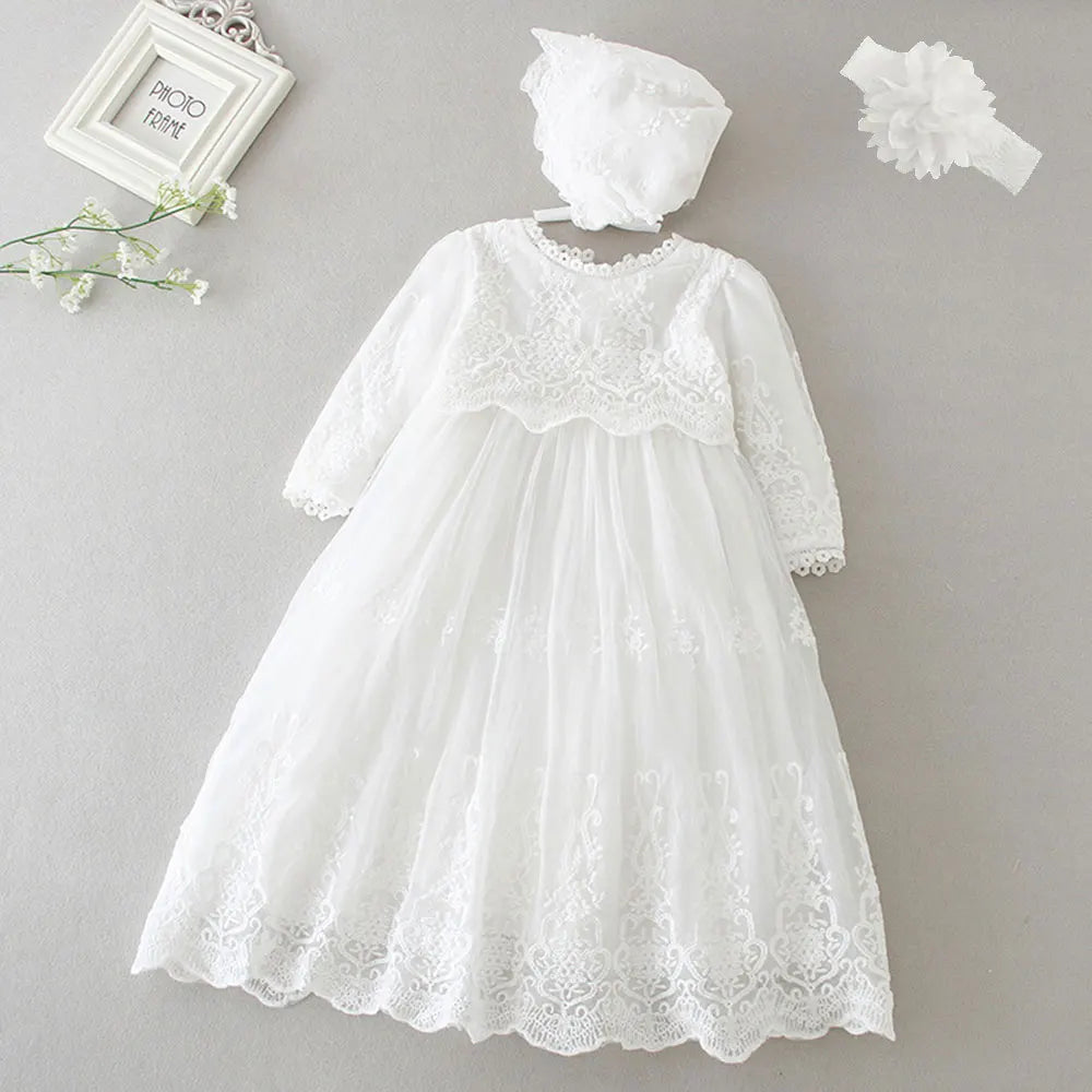 HETISO New Baby Girl Baptism Dresses Toddler Christening Gowns Children's Clothes Summer Birthday Wedding Dress for Newborn 3-24