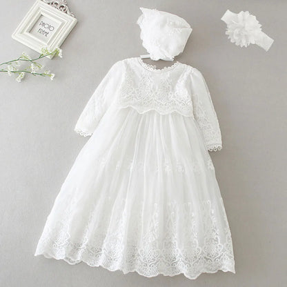 HETISO New Baby Girl Baptism Dresses Toddler Christening Gowns Children's Clothes Summer Birthday Wedding Dress for Newborn 3-24