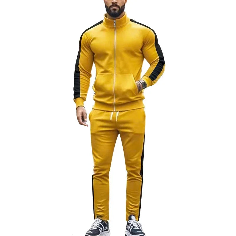 Casual Tracksuits Mens Autumn Fashion Side Striped Jackets And Pants Two Piece Sets For Men Sports Fitness Sweatsuits Streetwear