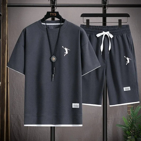 2025NewSummer New Mens Tracksuit Linen Fabric T-shirt and Shorts Two Piece Set Men Sports Suit Fashion Breathable Sets