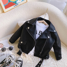 Spring Girls Pu Leather Jackets Autumn Kids Zipper Trends Short Coats Children Handsome Outerwear Baby Classics Clothes 2-8 Year