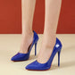 Temperament 12cm Super High Thin Heels Shoes Women Pumps Pointed Toe Colorful Patent Leather Stiletto Wedding Shoe Size 45