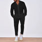 Autumn men's new fashion casual linen suit long sleeve overalls single breasted solid color button suit