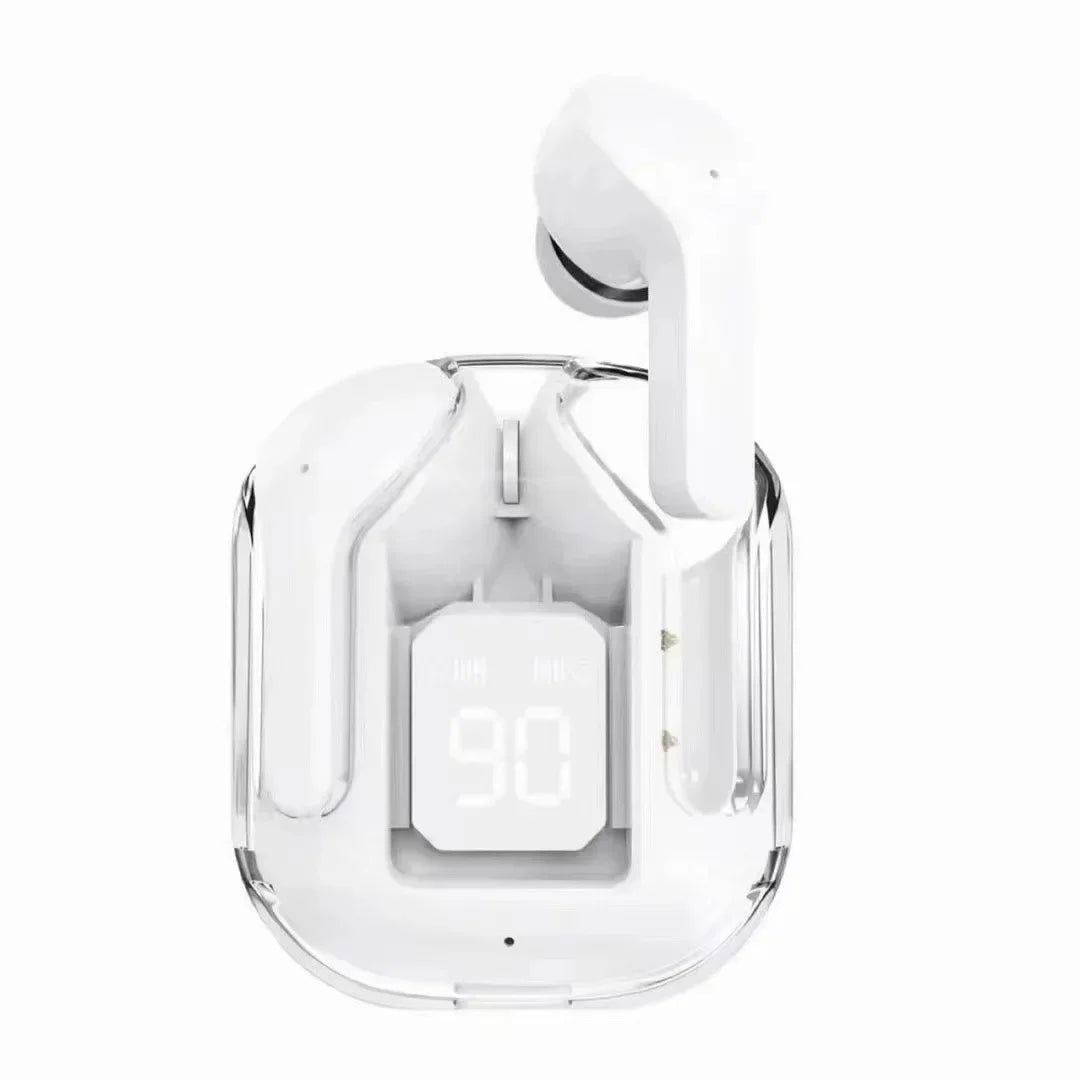 TWS бездротові Bluetooth навушники з шумозаглушенням, HiFi стерео, спортивні навушники з цифровим дисплеєм, прозорий зарядний кейс