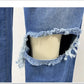 Women Jeans Wide Leg Pants Denim High Waist Zipper Fly Washing Holes Pockets High Street Ankle Length Flash Spring 2024