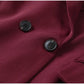 Vintage Women's Burgundy Blazers Elegant Lapel Double Breasted Pocket Full Sleeve Suit Jacket 2024 Autumn Lady Office Outwear