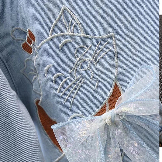 Children's Denim Jackets Girl Trench Jean Lace Jackets Girls Kids Lace Clothing Baby Coat Spring Autumn Windbreaker 2022