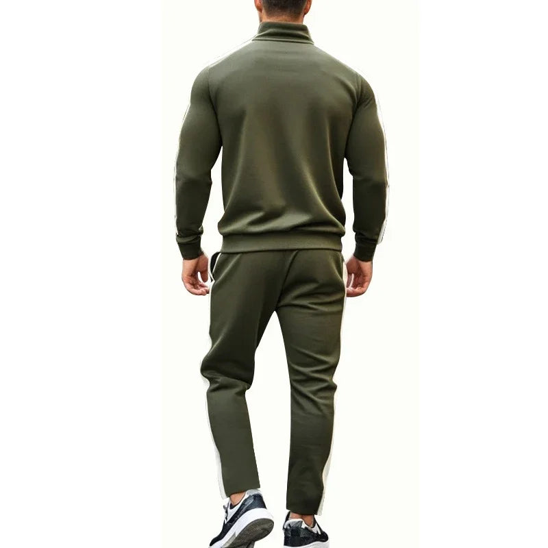 Casual Tracksuits Mens Autumn Fashion Side Striped Jackets And Pants Two Piece Sets For Men Sports Fitness Sweatsuits Streetwear