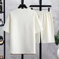 Summer New Fashion Trend Short Sleeve Shorts Ice Silk Suit Men Loose Sports Breathable Large Size High Quality Two-Piece Set