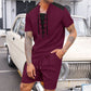 2025 summer men's new leisure fashion city wear rope round neck T trend Waffle short-sleeved shorts two-piece suit