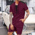 2025 summer men's new leisure fashion city wear rope round neck T trend Waffle short-sleeved shorts two-piece suit