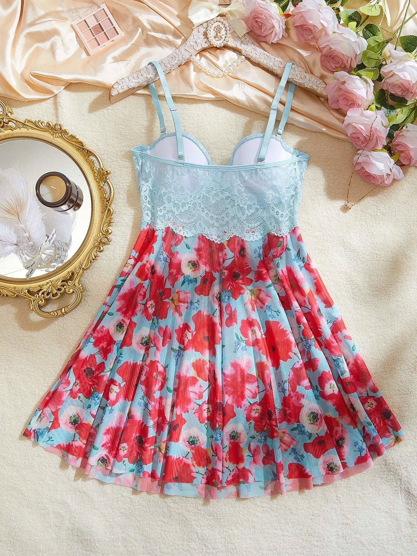 Sexy Nightgown Woman Print Floral Romantic Lingeries Attractive Sleepwear Summer Pajamas Intimate Babydoll New Dresses