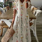 Spring Summer New 2024 Women's Casual Sweet Loose Sexy V-neck Drawstring Fashionable Printed Long Sleeved Dress