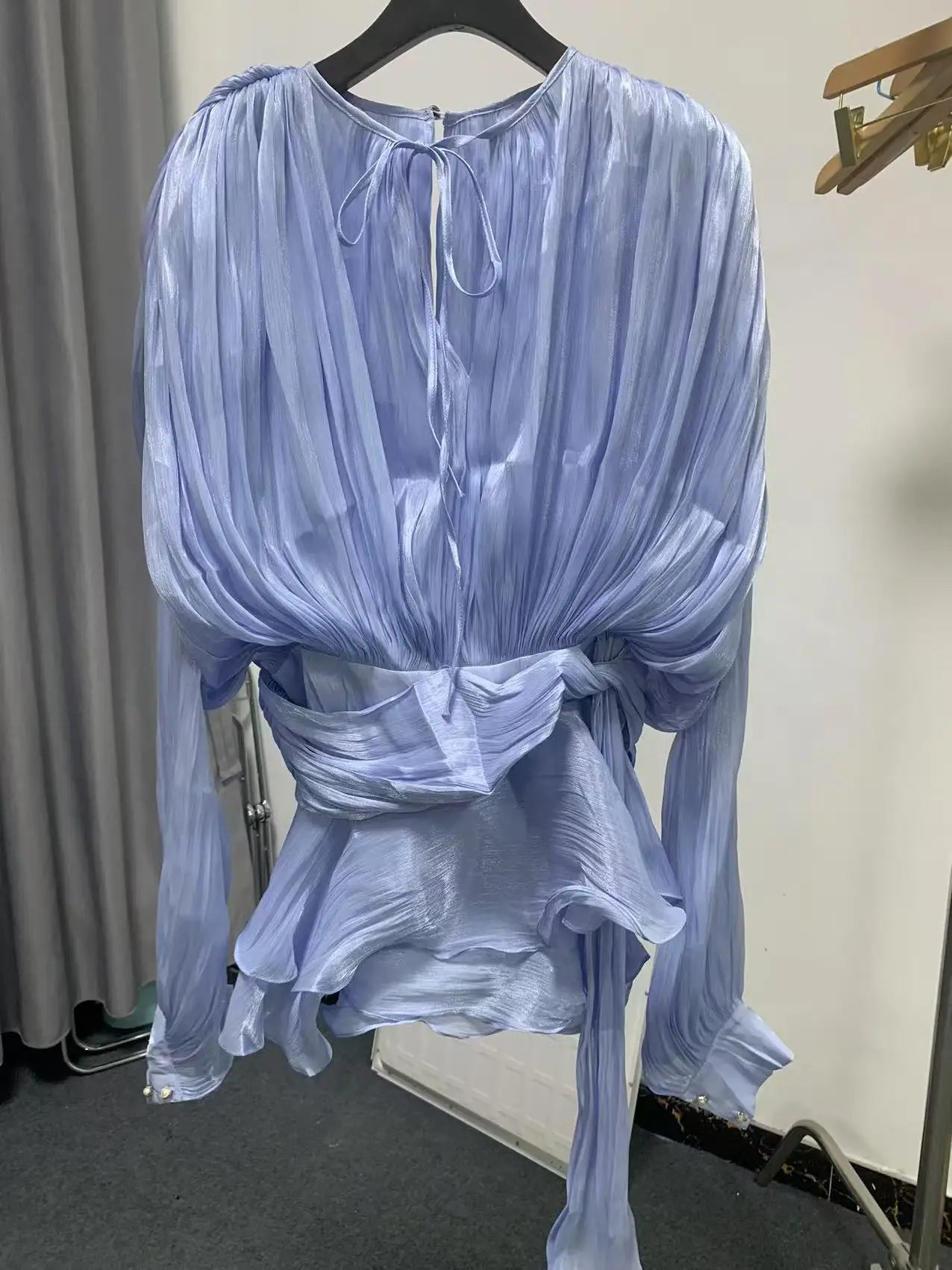 VGH Streetwear Temperament Dresses For Women Round Neck Long Sleeve High Wiast Soild Slimming Mini Dress Female Fashion Clothing