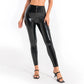 Women Sexy Zip High Waist Leather Leggings Patchwork PU Faux Leather Bodycon Pants Nightclub Slim Skinny Wetlook Trousers Custom