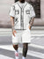 new Men Funny Scribble Sport T-shirt+shorts Suit Set American high luxury Tracksuit Outfit Summer Oversized 2 Piece Set Clothes