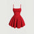 Mia Muse Women's A-Line Mini Short Dresses Square Neck Sleeveless Solid Red Elegant Party Summer Sexy Milkmaid Pleated Dresses