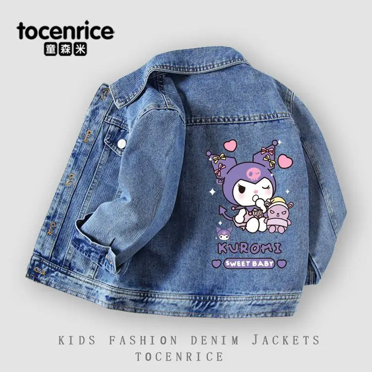 Милі дівчата Kuromi джинсова куртка пальто Sanrio аніме мультфільм косплей весна діти корейська мода верхній одяг Каваї дитячий одяг