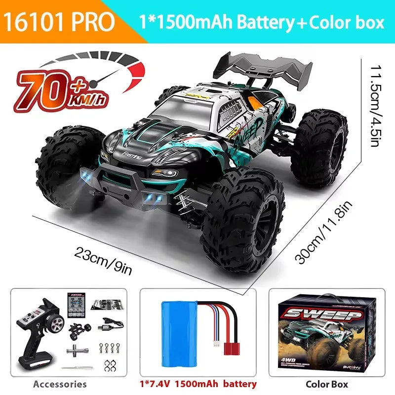 1:16 4WD RC автомобіль 70 км/год або 50 км/год з LED пультом дистанційного керування, високошвидкісний дрифт-монстр 4x4 вантажівка для дітей проти Wltoys 144001 іграшки