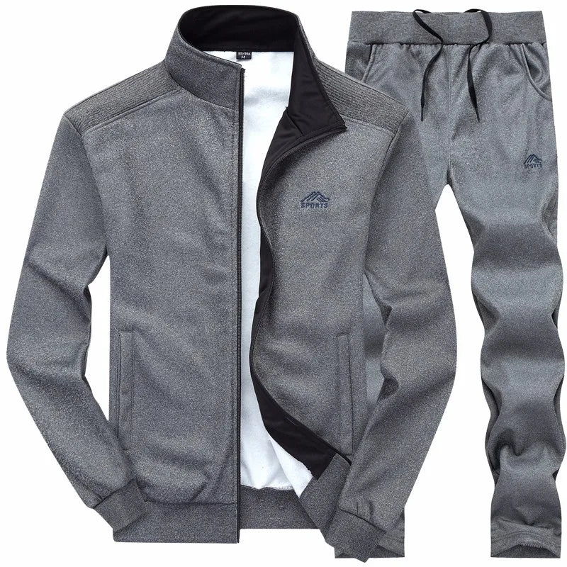 New Men Sets Fashion Sporting Suit Warm Embroidery Zipper Sweatshirt +Sweatpants Men Clothing 2 Pieces Sets Slim Tracksuit 2025