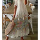 Spring Summer New 2024 Women's Casual Sweet Loose Sexy V-neck Drawstring Fashionable Printed Long Sleeved Dress