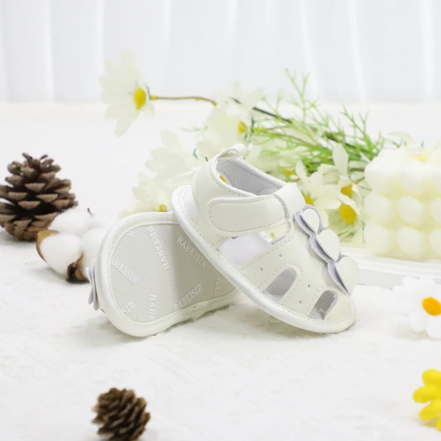 Casual Cute Love Sandals For Baby Girls, Breathable Non-slip Walking Shoes For Vacation Beach, Summer