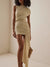 JULISSA MO Irregular Round Neck Ruched Ribbon Women Dress Coffee Sleeveless High Waist Mini Dress Summer Slim Party Club Outfits