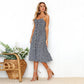 Summer New Women Sexy Sling Pocket Button Dot Beach Dress 2024 Female Bohemia Holiday Retro Fashion Solid Color Women's Clothing