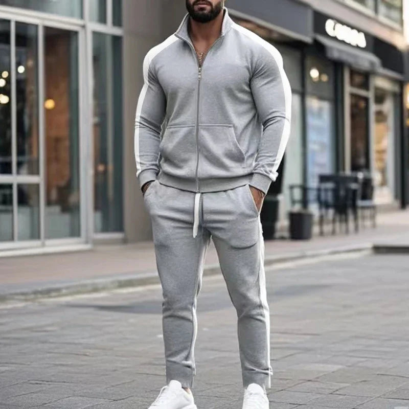 Casual Tracksuits Mens Autumn Fashion Side Striped Jackets And Pants Two Piece Sets For Men Sports Fitness Sweatsuits Streetwear