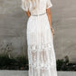 Jastie 2025 Summer Boho Women Maxi Dress Loose Embroidery White Lace long Tunic Beach Dress Vacation Holiday Women Clothing