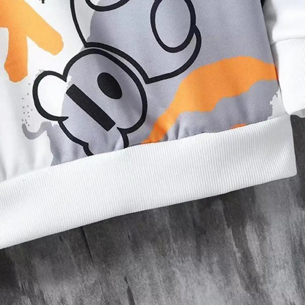 2 Pcs/Set Men Coat Pants Suit Hooded Letter Print Drawstring Loose Jogging Set Hip Hop Ankle-banded Men Sportwear Tracksuit