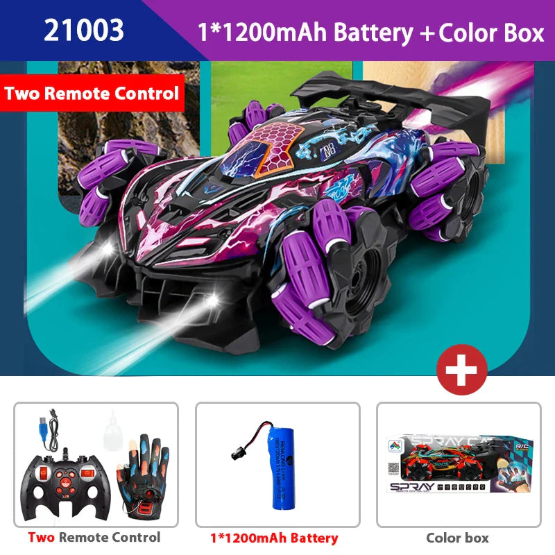 WLtoys F1 Drift RC автомобіль з LED підсвіткою, музикою, 2.4G радіокеруванням жестами рукавички, спреєм, трюковий автомобіль 4WD, електрична іграшка для дітей