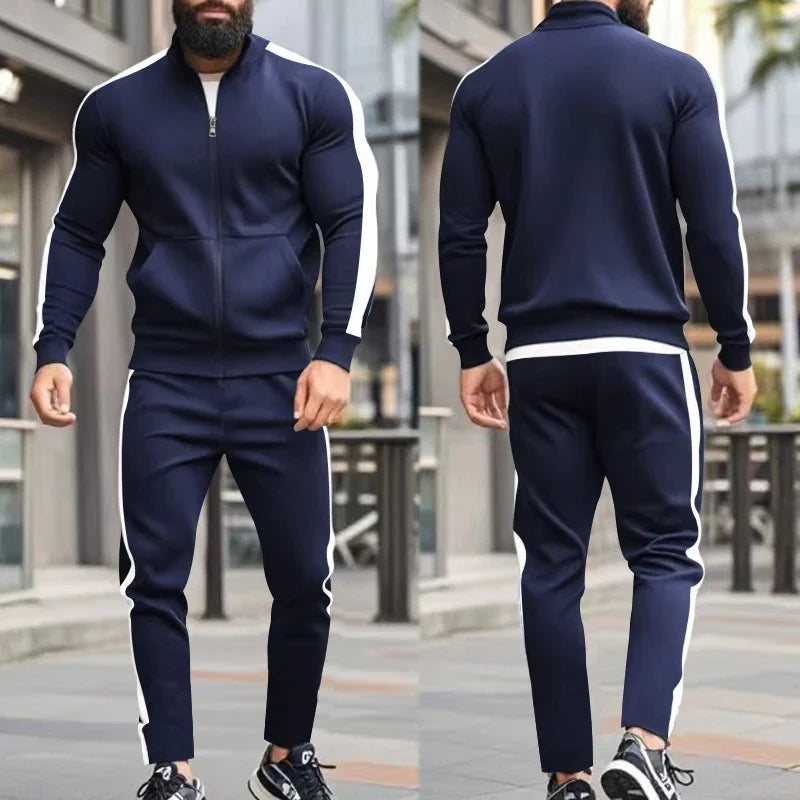Casual Tracksuits Mens Autumn Fashion Side Striped Jackets And Pants Two Piece Sets For Men Sports Fitness Sweatsuits Streetwear