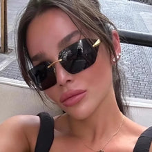 Unisex hip-hop sunglasses, irregular personality, frameless sunglasses, fashionable and trendy metal glasses