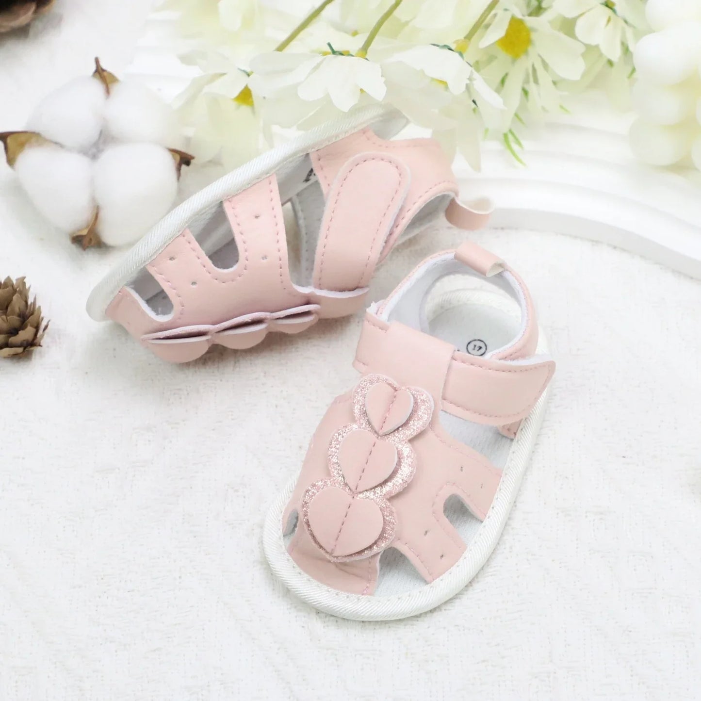 Casual Cute Love Sandals For Baby Girls, Breathable Non-slip Walking Shoes For Vacation Beach, Summer