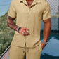 Spring and summer Europe and the United States new men's striped jacquard beach suit loose shorts shirt