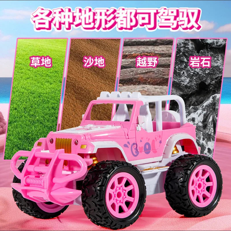 BGTOY RC автомобіль з дистанційним керуванням рожевого кольору, позашляховик, електромобіль зі світлом для дітей, хлопчиків і дівчаток, іграшки, різдвяні та святкові подарунки