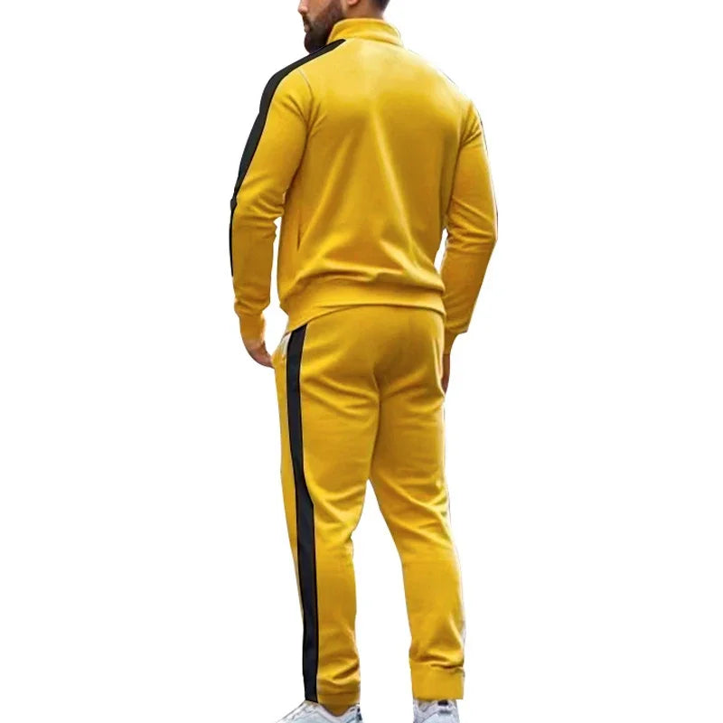 Casual Tracksuits Mens Autumn Fashion Side Striped Jackets And Pants Two Piece Sets For Men Sports Fitness Sweatsuits Streetwear