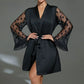 Women Pajamas Robes Sleepwear Nightgowns Knee-length Nightdress Lace Comfortable Casual Pure Color Imitation Ice Silk Nightdress
