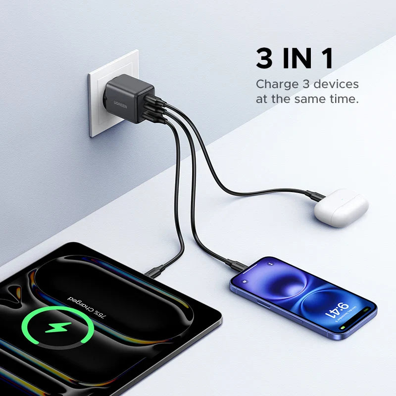 UGREEN 30W GaN зарядний пристрій PD 3.0 QC4.0 USB C зарядний пристрій для iPhone 16 15 14 Pro Samsung S25 Xiaomi планшет iPad Air Pro зарядний пристрій для телефону