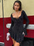 Lygens V Neck Long Sleeve Ruffles Lace Up Sexy Elegant Evening Mini Women'S Dresses Elegant Evening Party Dress Streetwear