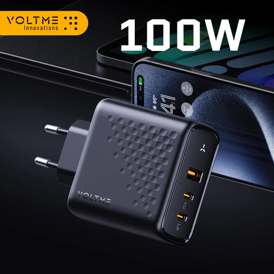 Зарядний пристрій VOLTME 100W GaN для Macbook, планшета, USB Type C, швидка зарядка для iPhone 15 14 13 12, Quick Charge 4.0 3.0