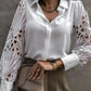 White Sexy Lace Hollow out Women Blouse Autumn Spring Black Top Vintage Button Up Shirts Long Sleeve Tops