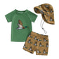 Toddler Baby Boys Rash Guard Swimsuit Set Shark/Duck Print Short Sleeve Round Neck Tops with Shorts and Swim Hat 3 Pcs Set