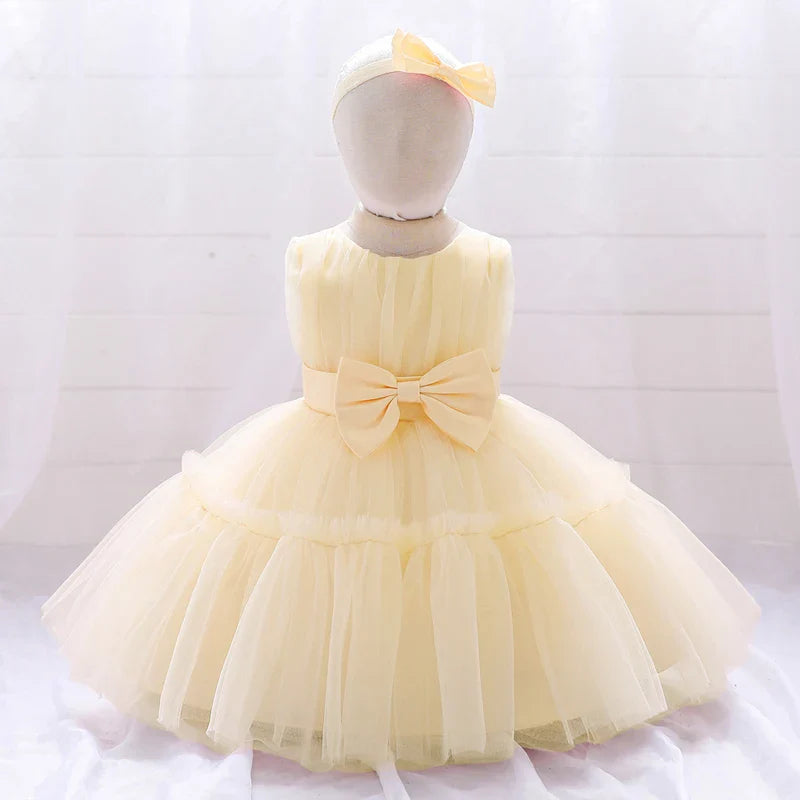 Summer Ceremony 1 Year Birthday Dress For Baby Girl Clothes Baptism Lace Princess Dress Girls Dresses Party Gown White Pink