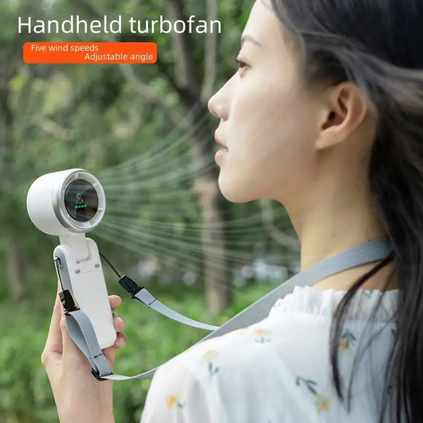 Handheld Turbo Fan Wearable Personal Desk Fan Small Mini Fan With Smart Digital Display Folding High Speed 13550rpm
