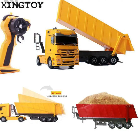 RC вантажівка 2.4G Великий RC самоскид з нахилом кузова, пульт дистанційного керування, радіокерований вантажівка, радіокерований причіп, радіокерований контейнеровоз, радіокерована іграшкова машина C15