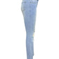 Women Denim Flare Pants Streetwear Jeans Loose Fit High Waist Pockets Holes Ankle Length Solid Color Spring 2024 Zipper Fly
