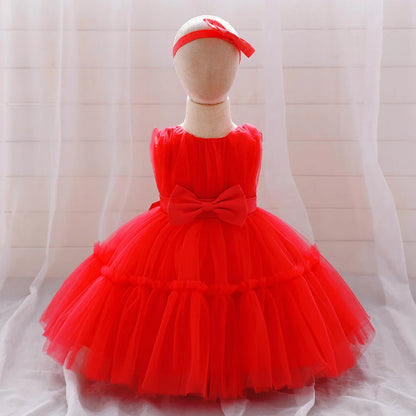 Summer Ceremony 1 Year Birthday Dress For Baby Girl Clothes Baptism Lace Princess Dress Girls Dresses Party Gown White Pink